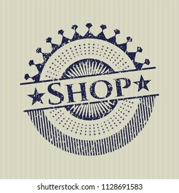 Blue Shop rubber stamp with grunge texture