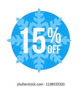 Blue Shop Vector Sticker Sign For 15% Clearance Off