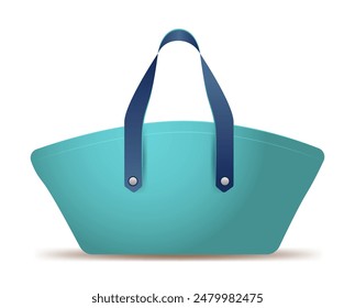 Blue shopping bag with dark blue handles isolated on white background