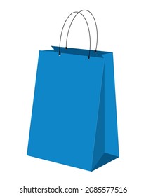 blue shopping bag icon flat