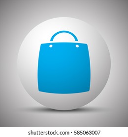 Blue Shopping Bag icon on white sphere