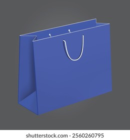 Blue shopping bag mockup vector with isolated background.