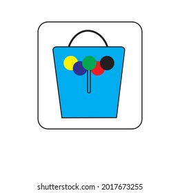 blue shopping bag whit balloon object