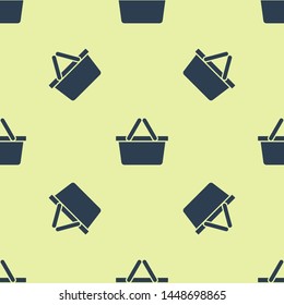 Blue Shopping basket icon isolated seamless pattern on white background. Online buying concept. Delivery service sign. Shopping cart symbol.  Vector Illustration