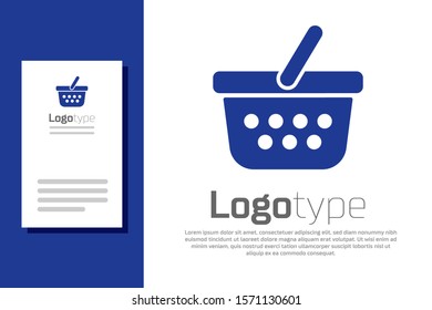 Blue Shopping basket icon isolated on white background. Online buying concept. Delivery service sign. Shopping cart symbol. Logo design template element. Vector Illustration