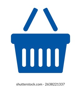 Blue Shopping Basket Vector Icon isolated on white background,e-shop concept, shopping basket icon sign, pictogram supermarket basket ,store container. Hypermarket product carry object, grocery basket