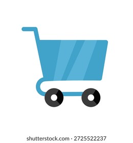 Carrinho de compras azul para e-commerce, ícone de vetor