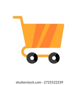 Blue shopping cart for e-commerce, vector icon