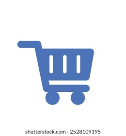 Blue shopping cart. Shopping cart icon. Flat vector illustration.