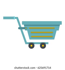 Blue shopping cart icon flat isolated on white background vector illustration