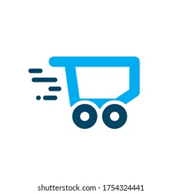 Blue shopping cart icon logo vector