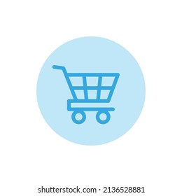 Blue shopping cart icon on white background