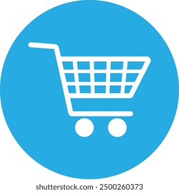 Blue shopping cart icon in trendy style isolated on white background . Shopping trolley icon vector