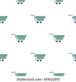 Blue shopping cart pattern seamless flat style for web vector illustration