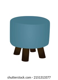 Blue short leg chair stool. vector