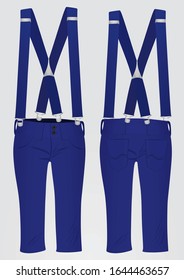 Blue short pants with suspenders. vector