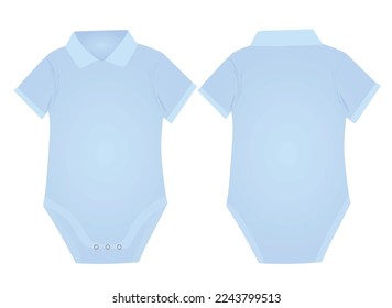 Blue short sleeve collar baby bodysuit. vector illustration