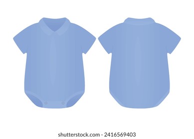 Blue  short sleeve collar baby bodysuit. vector illustration