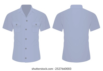 Blue short sleeve shirt. vector 