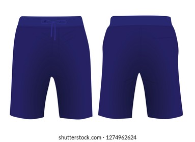 Blue shorts, front and back view, vector illustration