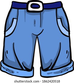 Blaue kurze Hosen, Illustration, Vektorgrafik auf weißem Hintergrund.
