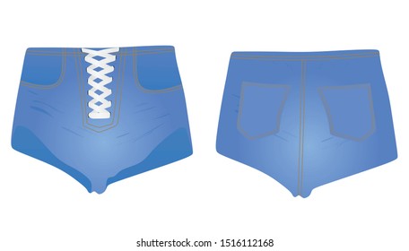 Blue shorts jeans. vector illustration