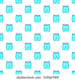 Blue shorts for swimming pattern. Cartoon illustration of blue shorts for swimming vector pattern for web
