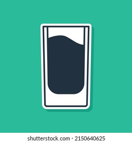 Blue Shot glass icon isolated on green background.  Vector