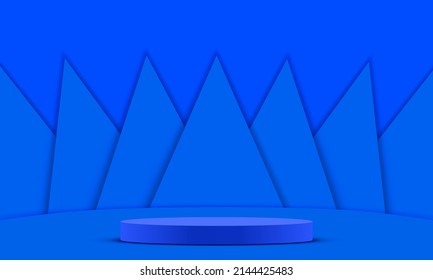 blue showcase stand in the blue room