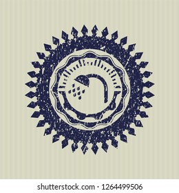 Blue shower icon inside distressed grunge stamp