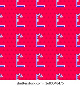 Icono Blue Shower aislado sin fisuras en fondo rojo. Ilustración vectorial