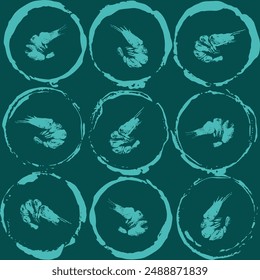 blue shrimp pattern stamp seamless pattern