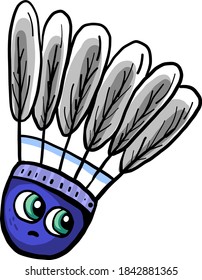 Blue shuttlecock, illustration, vector on white background