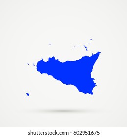 Blue Sicily Map Illustration