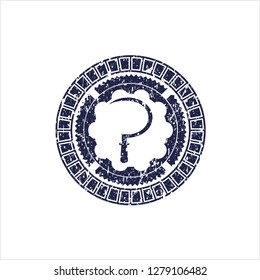 Blue sickle icon inside grunge seal