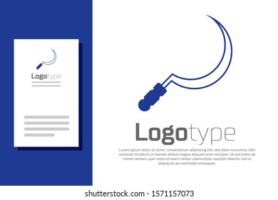 Blue Sickle icon isolated on white background. Reaping hook sign. Logo design template element. Vector Illustration