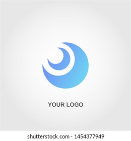 blue sickle shaped logo. gradation color template design vector