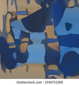 blue and siena abstract painting. vector illustration