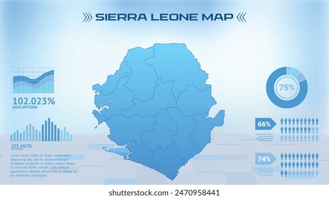 Blue Sierra Leone Map with States, Political Sierra Leone infographic map vector illustration