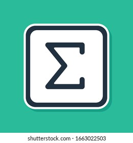 Blue Sigma symbol icon isolated on green background.  Vector Illustration