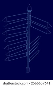 Blue sign with a arrow pointing to the right. The sign is a street sign with a blue background