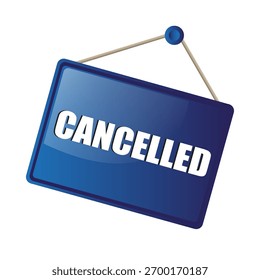 Placa azul. Gradiente de azul escuro. Mensagem de texto cancelada. Anúncio de status do evento
