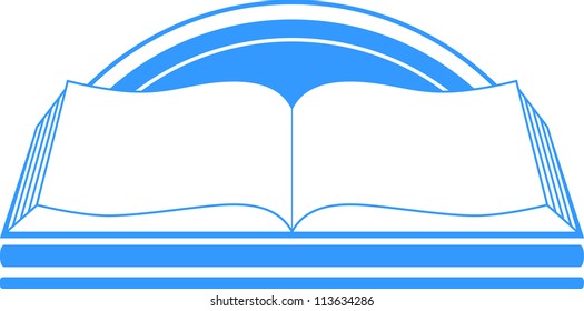 blue sign with book and sun, library symbol