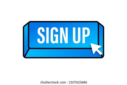 Blue sign up button in modern style. Business vector icon. Arrow icon.