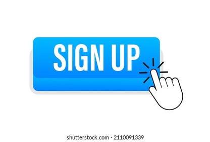 Blue sign up button in modern style. Business vector icon. Arrow icon.