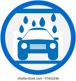 blue sign with car wash image