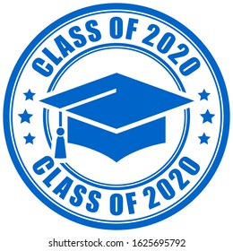 Blue sign class of 2020 year, vector illustration