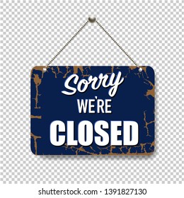 Blue Sign Closed Isolated Transparent Background With Gradient Mesh, Vector Illustration