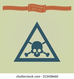 Blue sign of danger to life. skull and crossbones