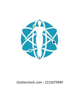 Signo azul con icono de salud con logotipo médico de media línea de círculo aislado en fondo blanco. Elemento de plantilla de diseño de logotipo de vectores planos.